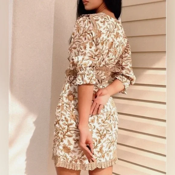 Cleobella Victoria Mini Dress / Tan / Size XL - Picture 9 of 11